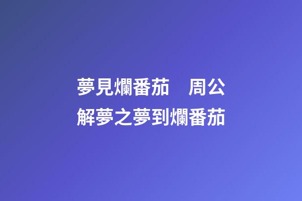 夢見爛番茄　周公解夢之夢到爛番茄